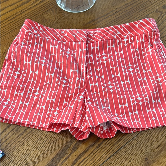 Trina Turk Pants - Trina Turk Coral and White Geometric Shorts